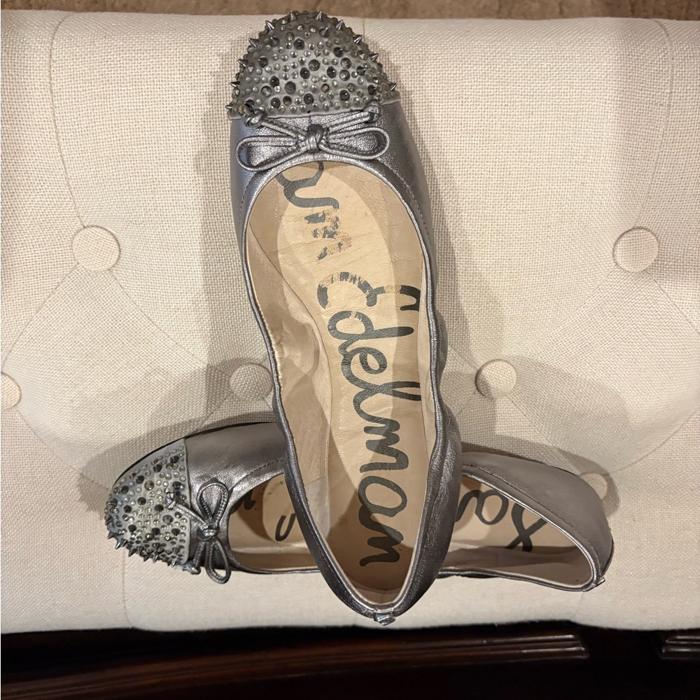 Sam Edelman Gray Studded Flats with Bow